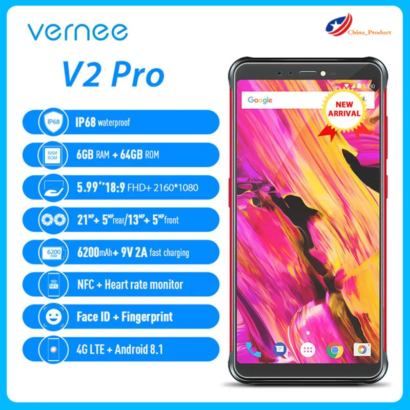 Глобальная версия Vernee V2 Pro IP68 Водонепроницаемый прочный смартфон 5 99 &quotFHD Full Экран