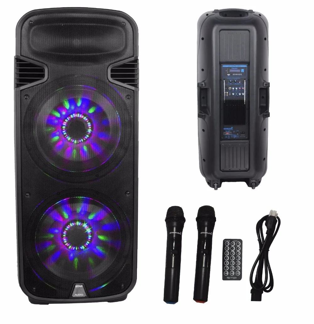 Staraudio Pro Dual 15 &quot4500 Вт DJ этап работает Активный USB SD FM BT Динамик/свет 2ch беспроводной
