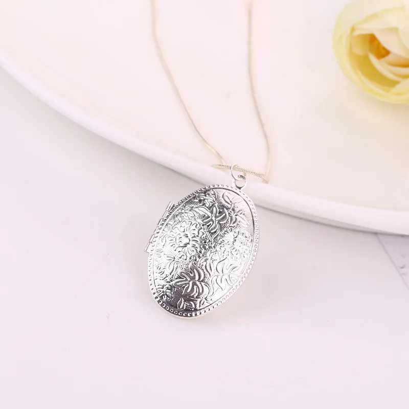 1 шт. овальный резной классический цветочный узор Открывающийся кулон ожерелье