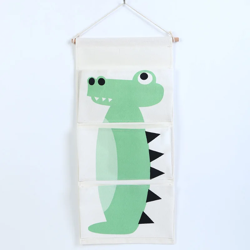 Crocodile 3 pockets Настенные подвесные сумки для хранения льняной Шкаф детский органайзер для комнаты мешочек для игрушек книги косметический Органайзер для мелочей ванная комната сумка для игрушек для ванной - Цвет: Crocodile 3 pockets