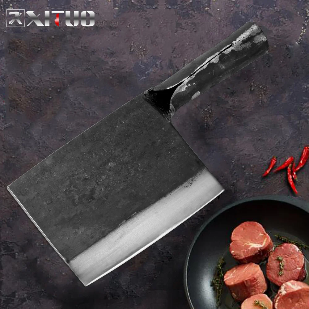 Кухонный нож шеф-повара из высокоуглеродистой стали XITUO, Ручная ковка, нож для убоя мяса, нож для резки костей, китайский кухонный нож