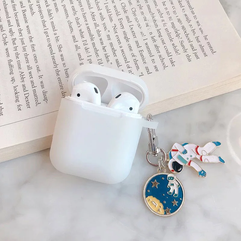 White Космический космонавт, космонавт, защитный чехол для Airpods, чехол, аксессуары, Bluetooth, силиконовый чехол для наушников, брелок для ключей - Цвет: White
