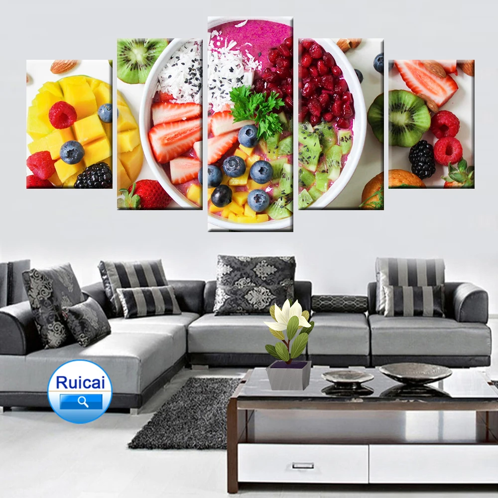 Wall Art 5 Panel HD Print Delicious Fruit Sarah Poster Canvas Painting Modular Restaurant Kitchen Decoration Mural | Дом и сад