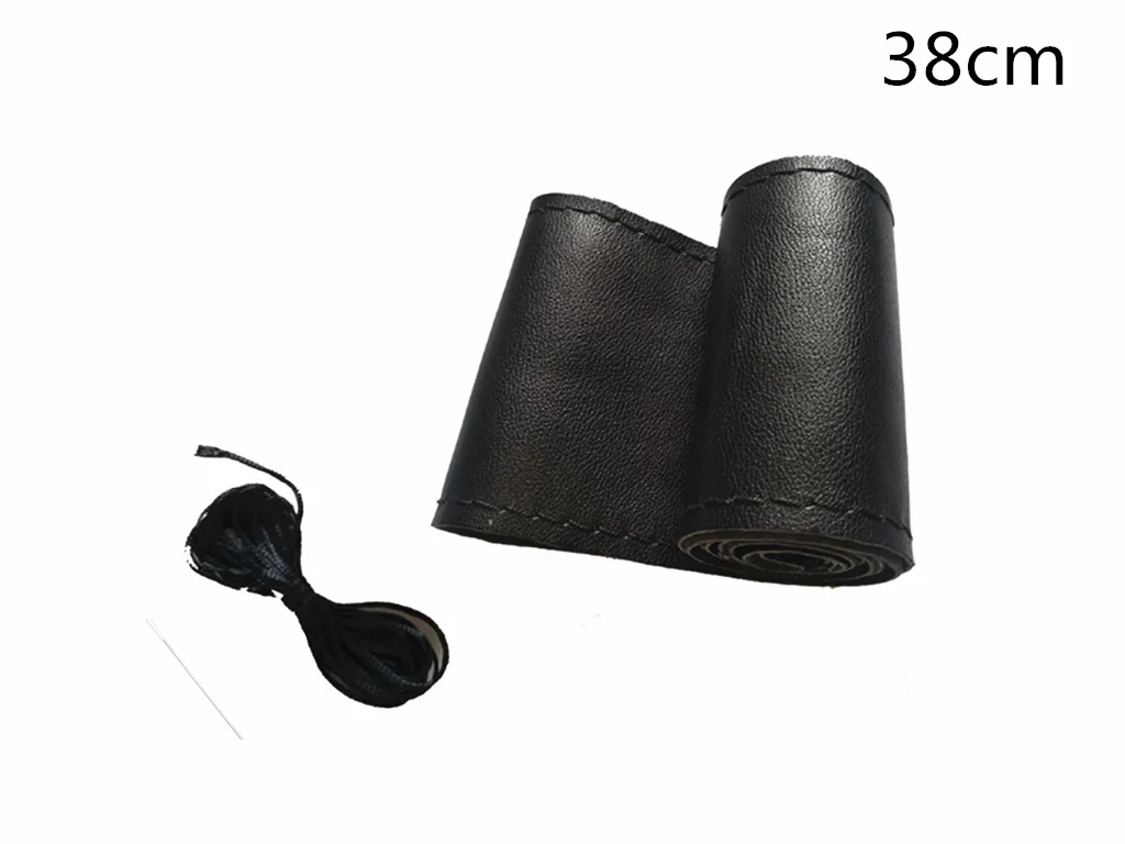 wfxp-Black-38CM 38 см DIY чехол рулевого колеса автомобиля мягкая кожа плетеные иголки, аксессуары для шитья для Ford Transit Ranger Mustang Ka Fusion Focus - Color Name: wfxp-Black-38CM