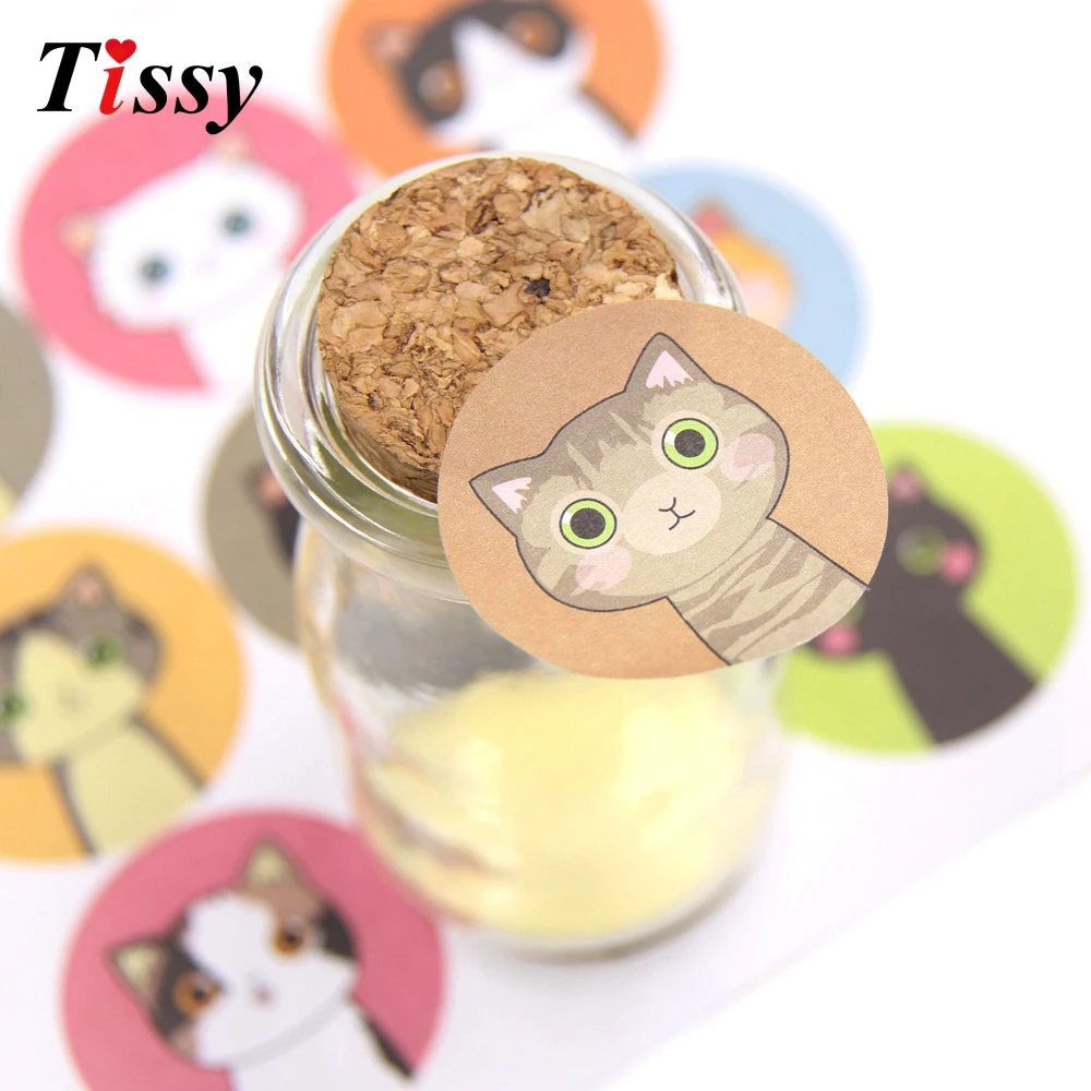 90 шт. бумажные наклейки для сумок кошек и девочек печенья конфет DIY Рождество/День