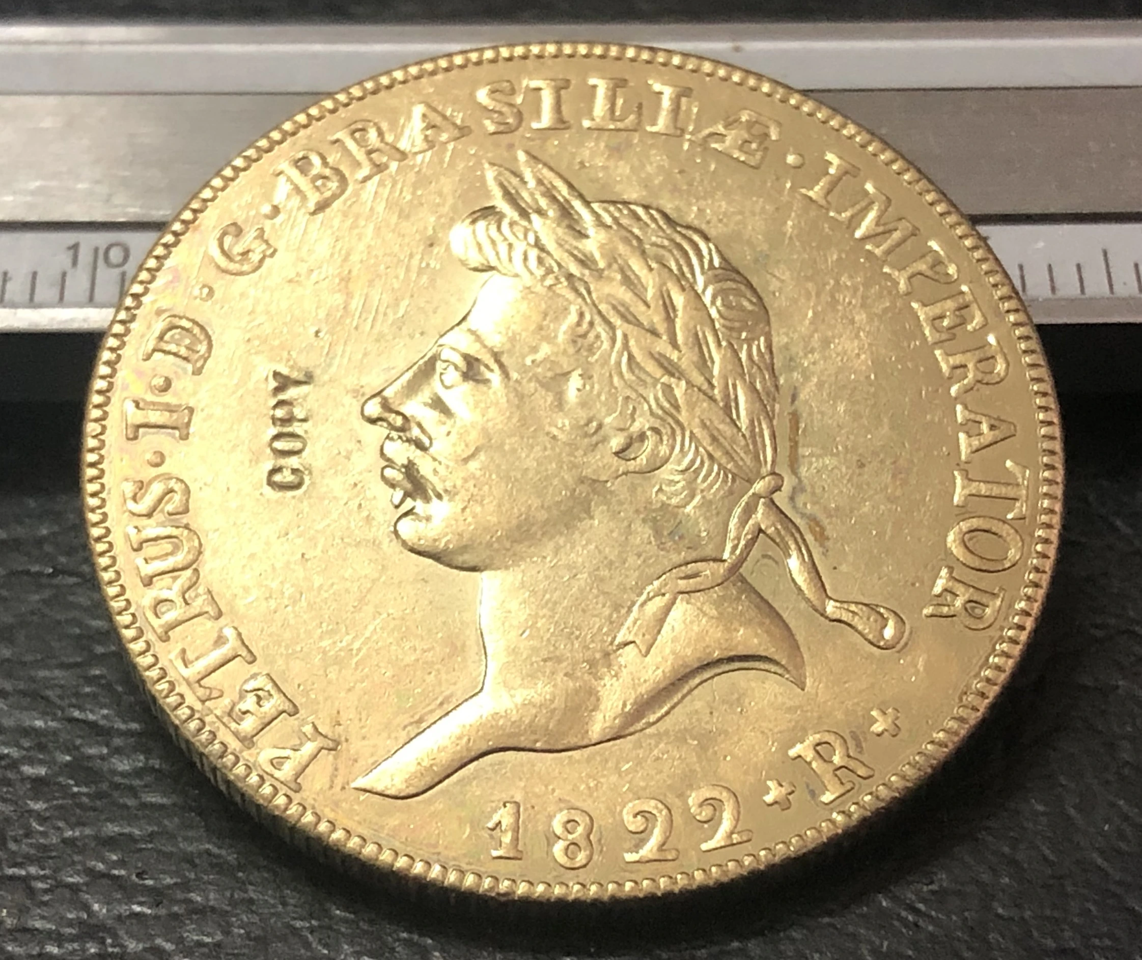 1822 + R Бразилия 6400 Reis 22K позолоченная монета|copy|reicopy coins |