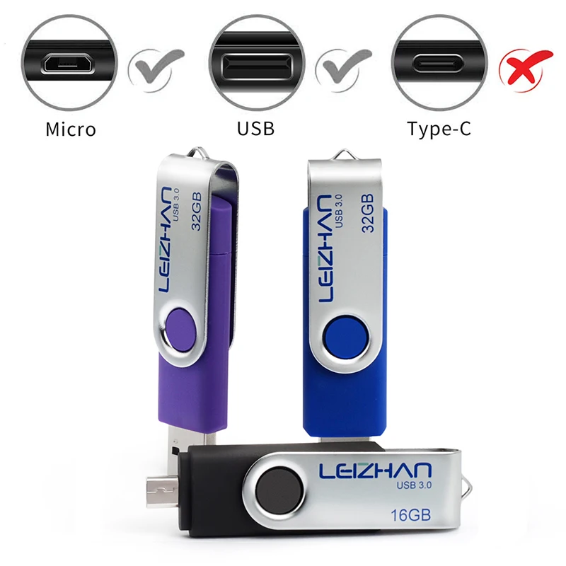 LEIZHAN USB флеш накопитель 3 0 64 ГБ 32 Micro на Android 16 флэш диск 8 usb ключ|USB флэш-накопители| |