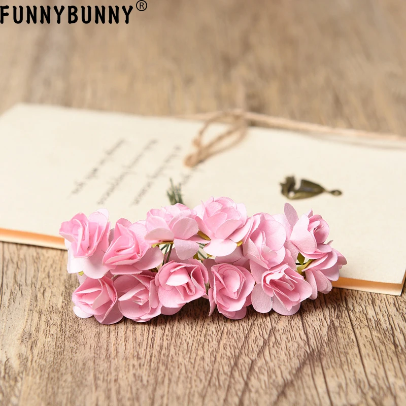 FUNNYBUNNY 1 пачка 12 шт миниатюрные Искусственные цветы бумажный цветок Роза