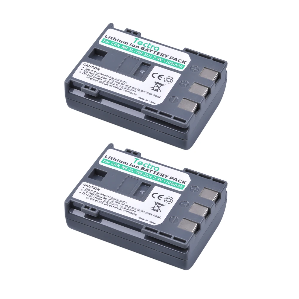 Фото Tectra 2 шт./упак. NB-2L/NB-2LH 7,4 V/1100mAh литий-ионная батарея для камеры CANON 350D 400D G7 G9 S30 S40 EOS Powershot №1