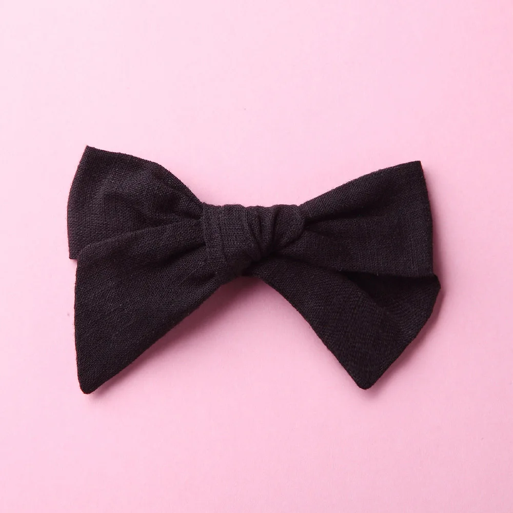 Black with clip Handtied School Girl нейлоновый бант или заколки для волос, цветочный принт тканевый бант повязки на голову Baby Shower подарок - Цвет: Black with clip