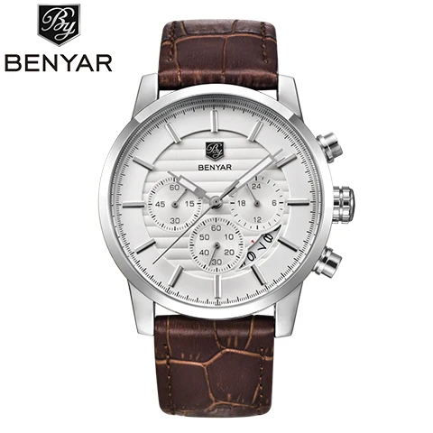 BENYAR часы мужские Montre Hommes Топ Марка де люкс кварцевые спортивные часы Montres Hommes де режим Montre-браслет relogio masculino - Цвет: silver white