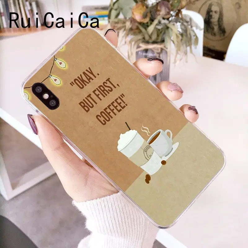 RuiCaiCa Забавный ОК но сначала кофе книга на заказ фото мягкий чехол для телефона