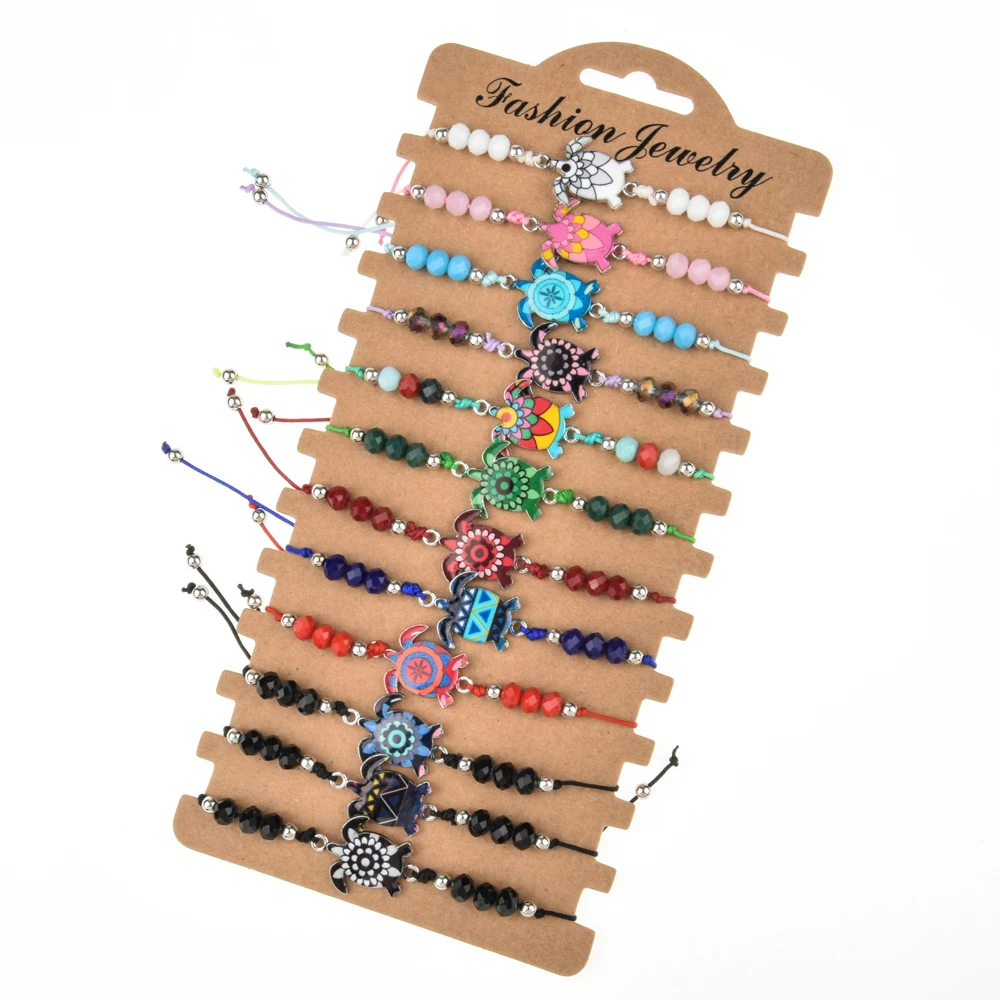 12 шт./компл. Набор браслетов для женщин и детей в богемском стиле с подвеской виде