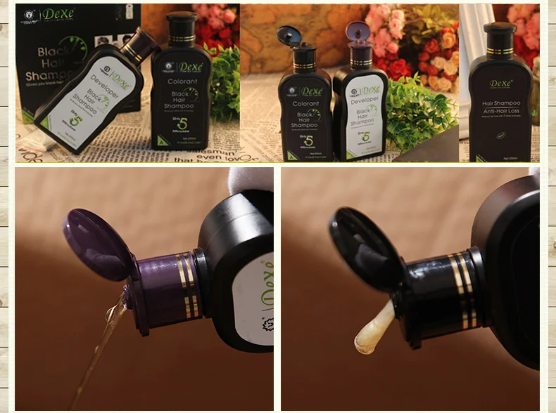 Dexe шампунь для темных волос 5 минут краска в черный травы натуральный быстрее