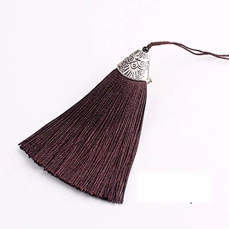 Light brown 2 шт., 8 см, шелковые кисточки, бахрома, подвеска, кисточка, отделка, кисточки, занавеска, декор для брелка, серьги, фурнитура, сделай сам, рукоделие, ювелирные изделия - Цвет: Light brown