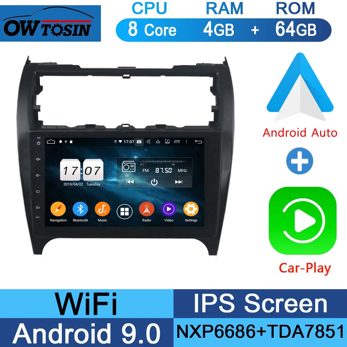 64G CarPlay Android 10," ips 8 Core 4G+ 64G Android 9,0 автомобиль радио gps мультимедиа для Toyota Carmry 2012 2013 DSP CarPlay попугай BT - Цвет: 64G CarPlay Android