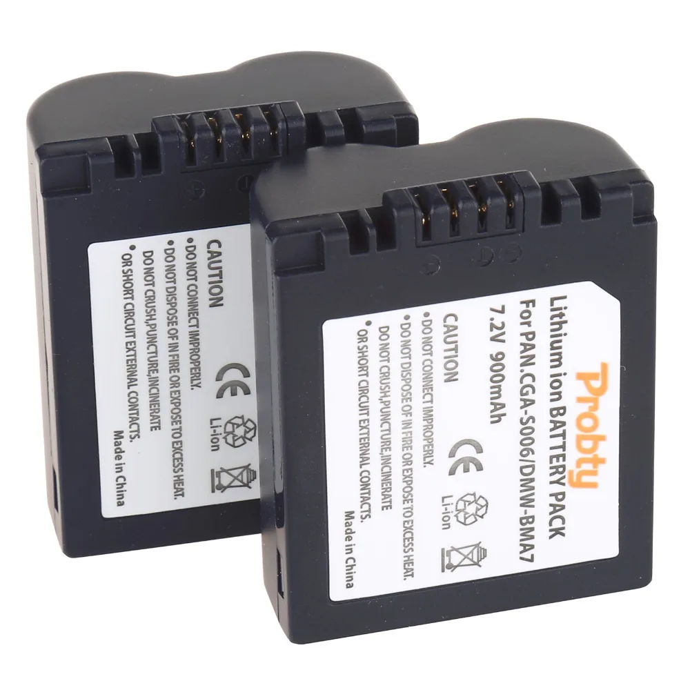 Литий-ионный аккумулятор Probty CGA-S006 CGAS006 DMW-BMA7 для Panasonic DMC FZ18 FZ28 FZ30 FZ35 FZ38 FZ50 FZ7 FZ8 2 шт. |