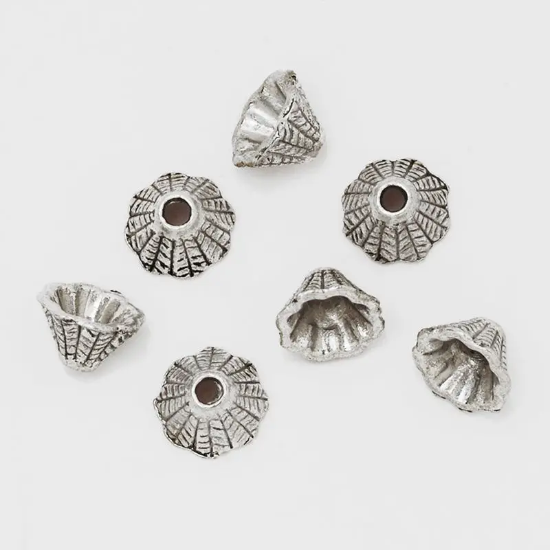 

50 pcs alloy tibetan end beads, antiqued silver vintage beads caps fit 8 mm beads-10041751