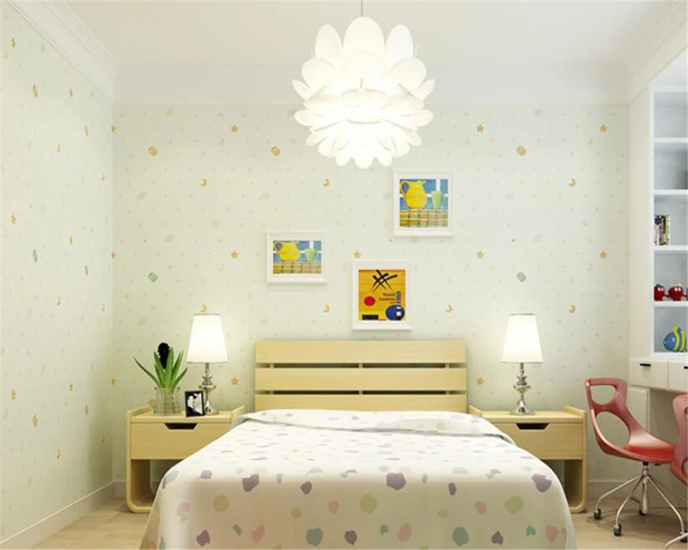 

beibehang wallpaper for walls 3 d lModern cartoon children's room wallpaper home interior mural star flocking wallpaper roll