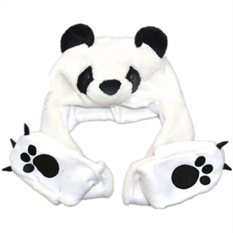 

COSPLAY Plush Cartoon Panda Hats with Ear Flaps Paw Fluffy Soft Warm Animal Hat Fit for Kid Child Baby Scarf Gloves Winter Cap