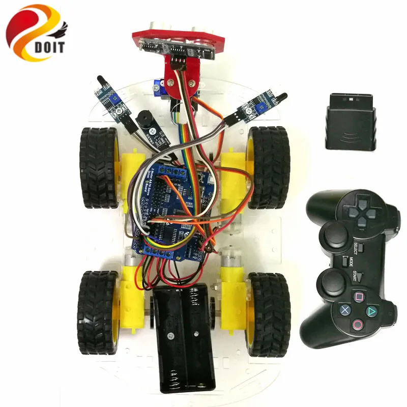 Беспроводной контроль обхода препятствий 4WD Arduino робот автомобильный комплект