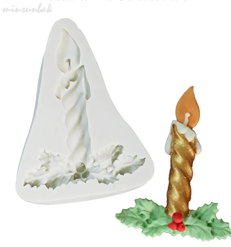 minsunbak Christmas Candle Pattern Chocolate Silicone Mold Fondant Cake Decoration Tools Kitchen Accessories | Дом и сад