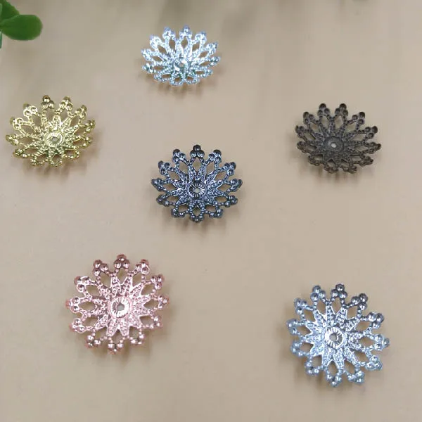 16 мм Филигрань Цветок амулеты Конец Бусины соединители Винтаж бу Яо застежки для