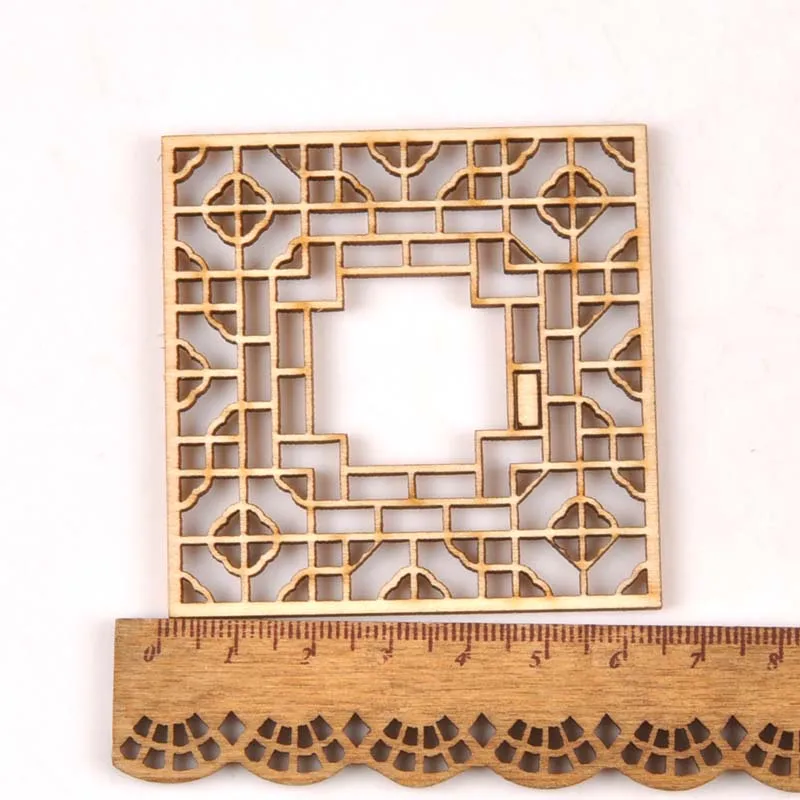 5Pcs/set Wood Handicraft hollow square DIY Wooden Crafts Scrapbookings Accessories Embellishment decorations 70mm MT1933 | Дом и сад