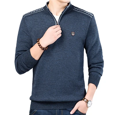 Dark Blue DIMUSI, осенне-зимний мужской свитер, Мужская водолазка, Одноцветный Повседневный свитер, Мужской приталенный брендовый вязаный пуловер, TA303 - Цвет: Dark Blue