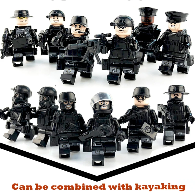 12 шт. военный спецназ Солдат оружие Legoings военные фигурки строительные блоки