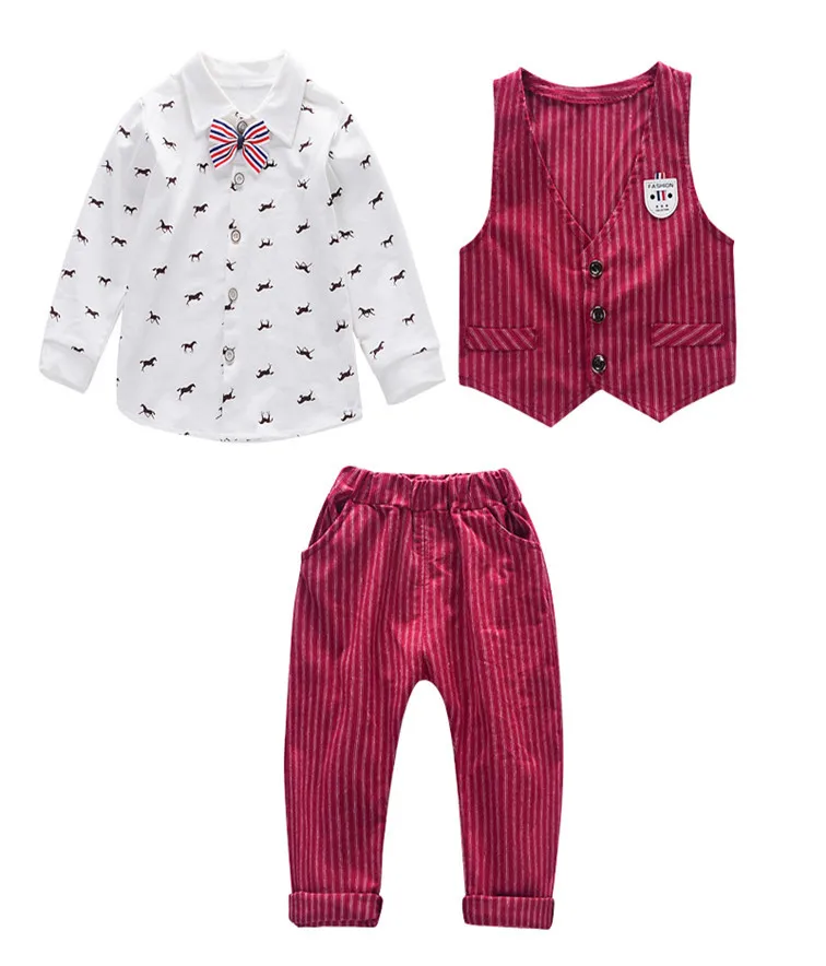 BibiCola boys clothing set spring autumn children casual gentleman shirt+pants 2pcs striped tracksuits for kids suits baby |