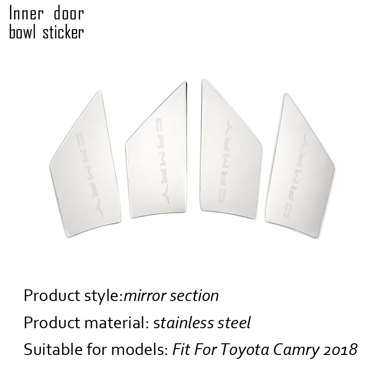 4pc Silver-door bowl MCrea, 4 шт., наклейки на дверные ручки для автомобиля, для Toyota Camry XV70, аксессуары из нержавеющей стали - Название цвета: 4pc Silver-door bowl