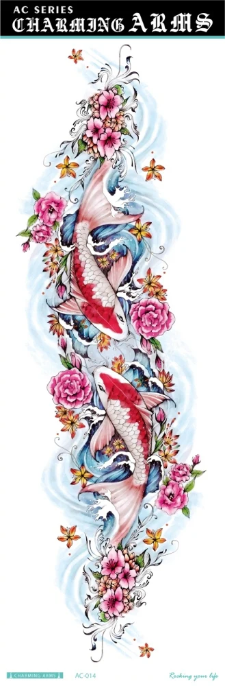 AC -014 Rocooart beauty, татуировка на полную руку, рукав, большая нога, Временные татуировки, полный цветок, Череп, ангел, роза, боди-арт, тату, наклейки 16*48 см - Цвет: AC -014