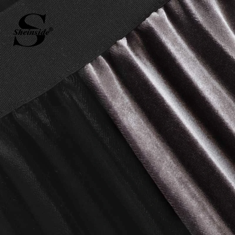 Sheinside, цветная плиссированная юбка, средняя талия, половинная длина, юбки, новинка, два тона, осень и зима, Женские Повседневные базовые юбки