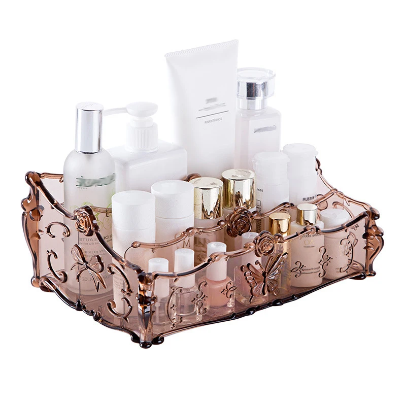 

New Makeup Organizer Cosmetics Storage Box Transparent Plastic Box Bathroom Sundries Storage Rack Desktop Organizer