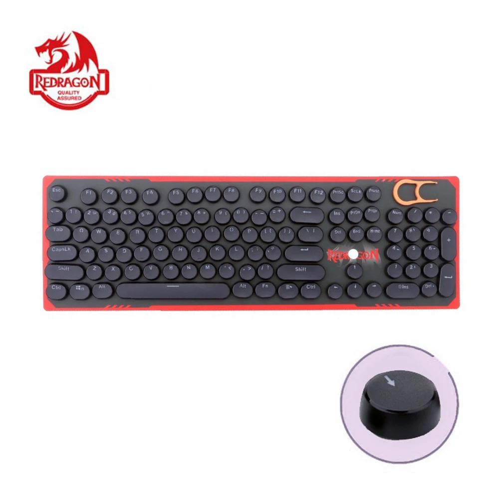 Redragon A106 104, колпачки для ключей, черный, винтажный стиль, стимпанк, машинка, ретро набор ключей для механической игровой клавиатуры, американская Раскладка