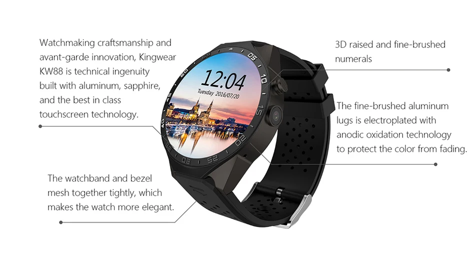 Kw88 android 5,1 OS Смарт часы Электроника android 1,39 дюймов SmartWatch телефон Поддержка 3g wifi google gps носить устройство часы мужские