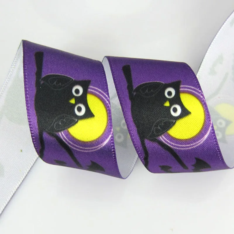 10 ярдов 1 дюйм атласная лента с фиолетовым принтом в виде совы альбом для