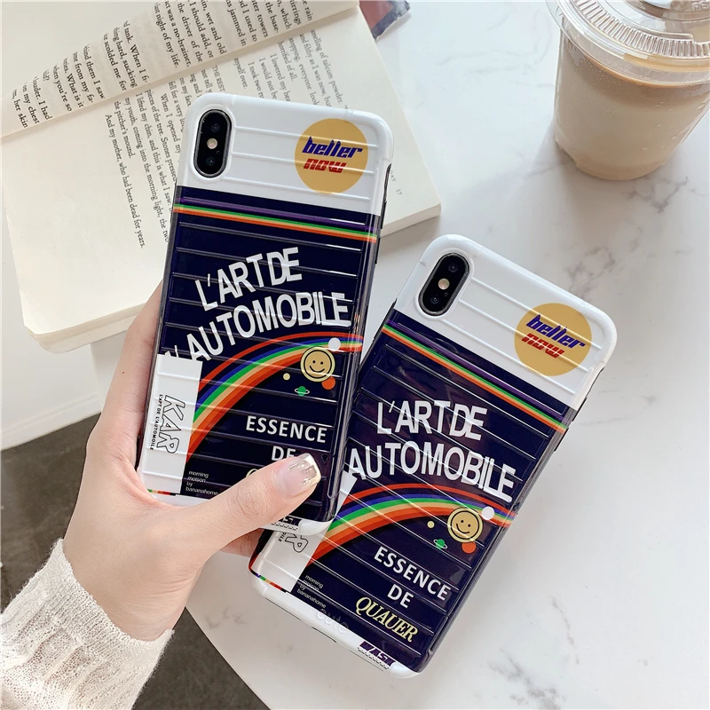 Милый чехол для мобильного телефона с радужным смайликом Apple iPhone 6 6s 7 8 Plus X защитой