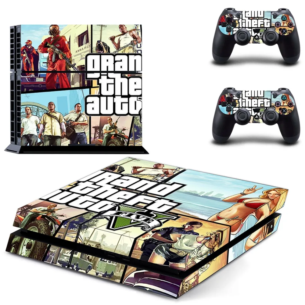 Grand Theft Авто V GTA5 наклейка для PS4 стикеры Наклейка Винил для sony Playstation 4 консоли и 2 Пульты ДУ игровых приставок наклейка для PS4