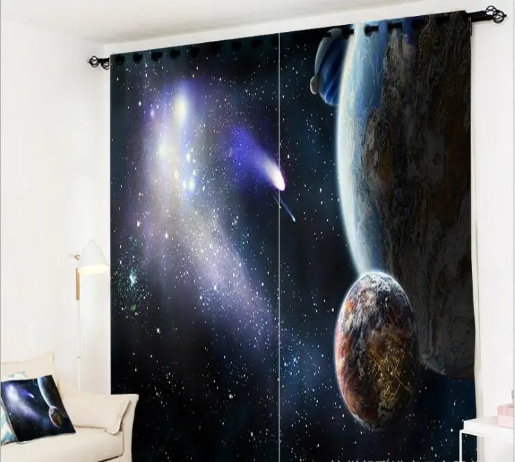

3D Window Curtain Starry Milky Way Curtains Luxury Blackout living room office Bedroom Drapes Rideaux Customized size pillowcase