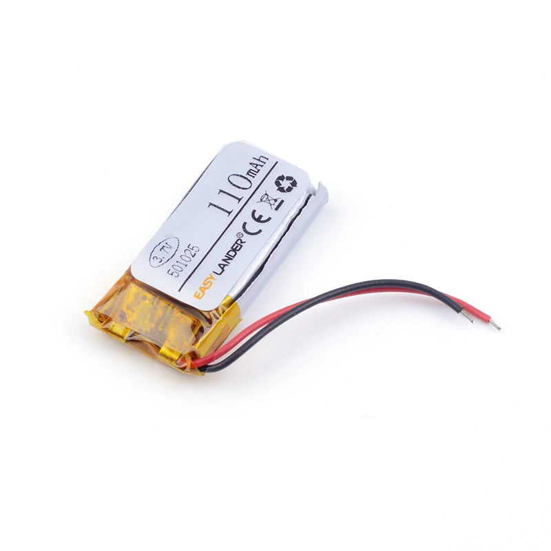 

501025 110mAh 3.7v polymer lithium battery For MP3 MP4 DVR GPS mp5 toys DVR Sports headphone