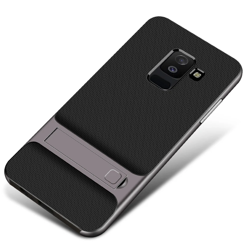 Гибридный чехол для samsung Galaxy A6 A6Plus роскошный мягкий силикон+ PC с подставкой защитная задняя крышка для samsung a6 plus