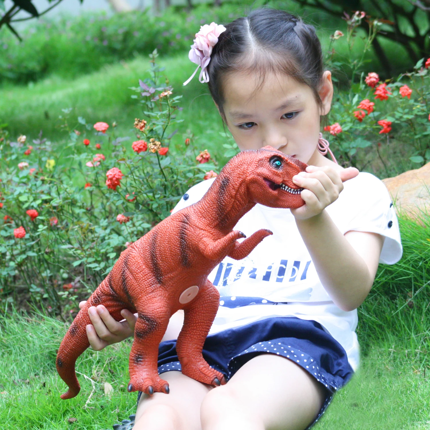 Huang Cheng Toys 18 дюймов тираннозавр модель динозавра фигурка животного ПВХ набитая хлопком мягкая на ощупь с реалистичной кожей текстура