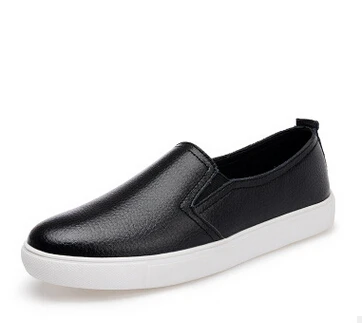 New Style Spring Casual Flat Shoes Women Loafers Solid Color Black Slip-On Flats PU Leather Sneakers | Обувь