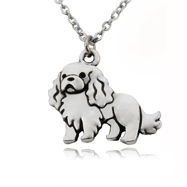 Right Necklace Панк кавалер король Шарль спаниель и английская игрушка спаниель кулоны в форме собаки Подвеска из нержавеющей стали длинная цепочка ожерелье для девочек подарок - Окраска металла: Right Necklace