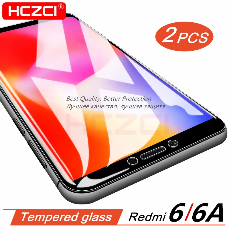 

Закаленное стекло для Xiaomi Redmi 6A, 2 шт., защитное стекло на весь экран HCZCI, высокое качество 2.5D 9H HD, защитное стекло