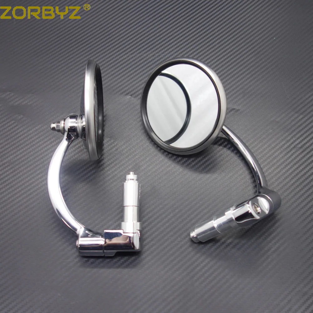 ZORBYZ мотоциклетное серебряное металлическое ретро зеркало 7/8 дюйма 22 мм с круглой