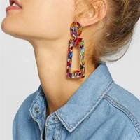 hocole boho geometric statement earrings fashion jewelry colorful leopard printed acrylic drop earrings for women wedding party
