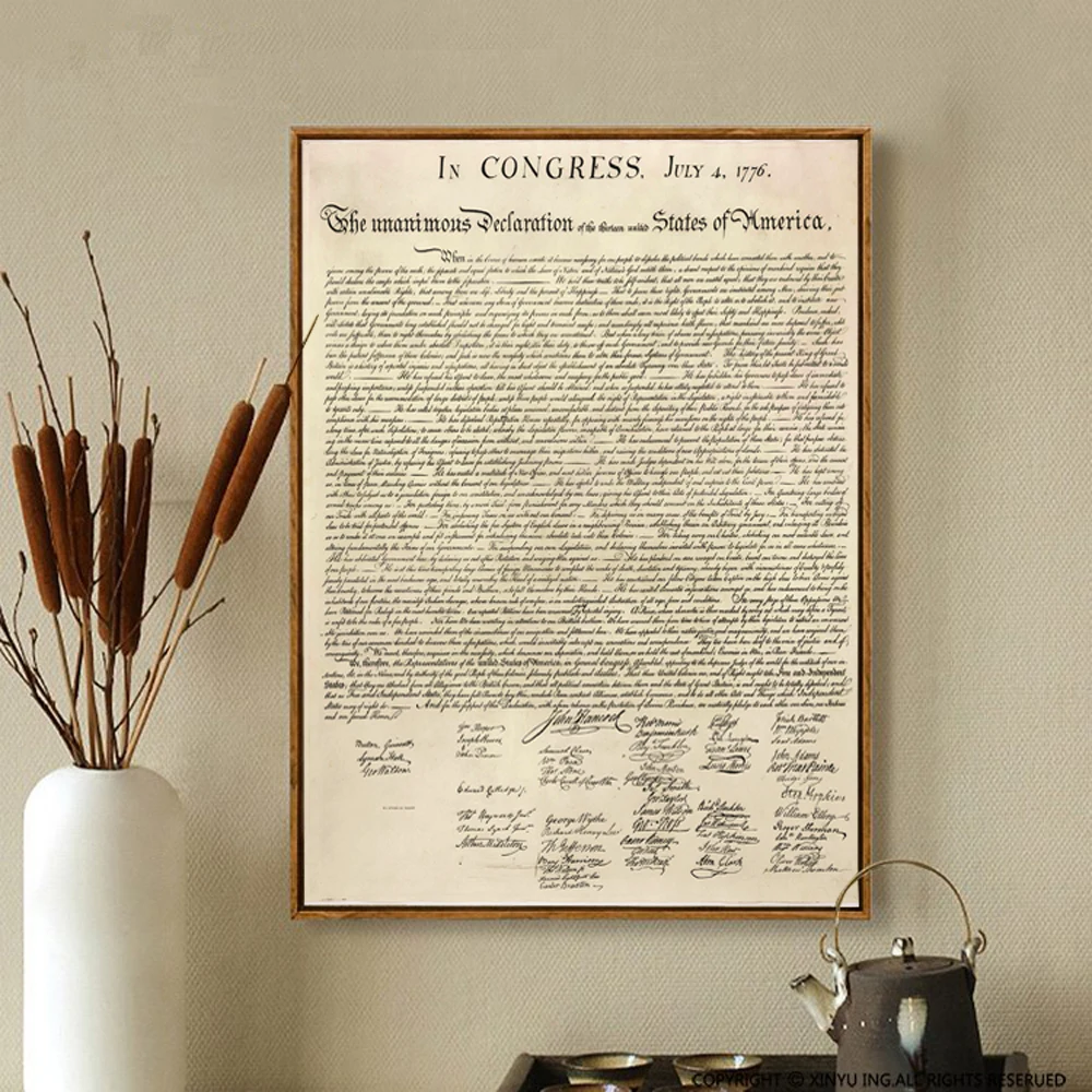 Без рамки ретро США декларация независимости холст печать живопись для учебы